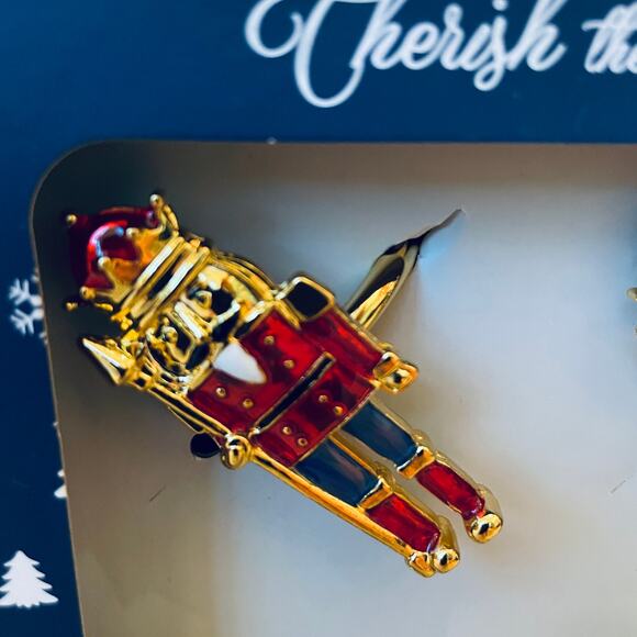 Christmas Nutcracker Napkin Rings Set of 4 Holiday Red Navy Gold 2.5in New - Picture 12 of 12